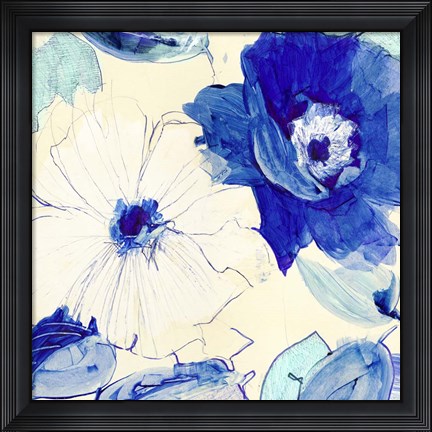 Framed Toile Fleurs I Print