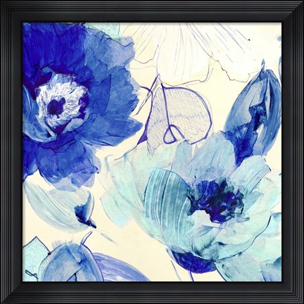 Framed Toile Fleurs II Print