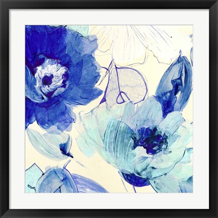 Framed Toile Fleurs II Print