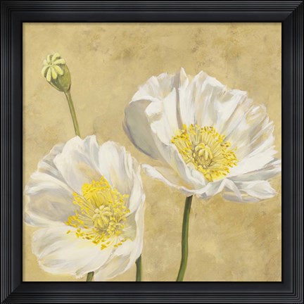 Framed Poppies on Gold I Print