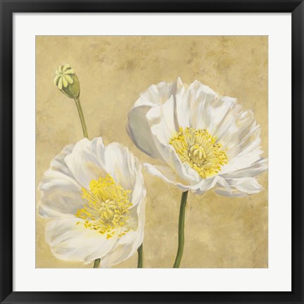 Framed Poppies on Gold I Print