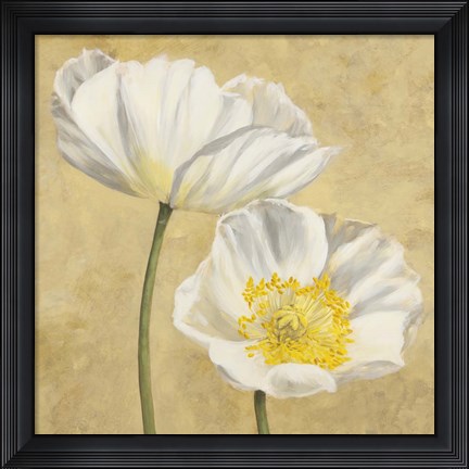 Framed Poppies on Gold II Print