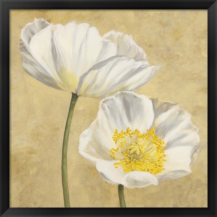 Framed Poppies on Gold II Print