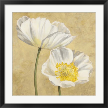 Framed Poppies on Gold II Print