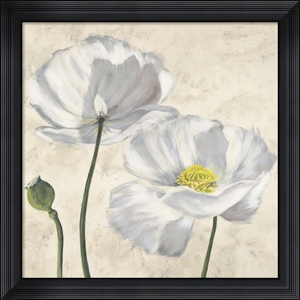Framed Poppies in White I Print