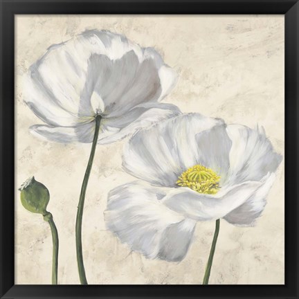 Framed Poppies in White I Print