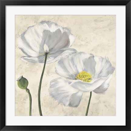 Framed Poppies in White I Print