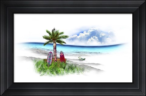 Framed Tropical Fade Palm Boards Print