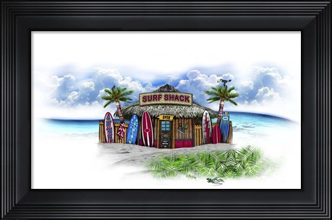 Framed Tropical Fade Surf Shack Print