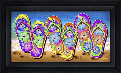 Framed Tropical Flip Flops Print