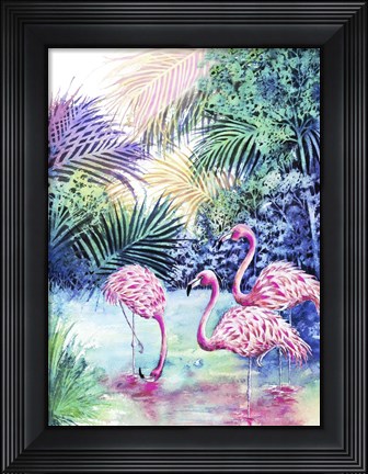 Framed Three Flamingos Print