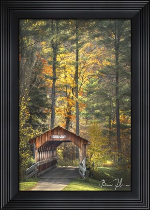 Framed Red House Covered Bridge Print