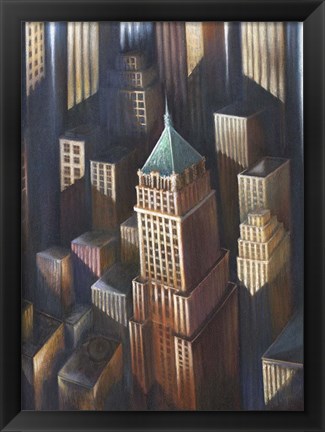 Framed Summer Light On Buildings Print