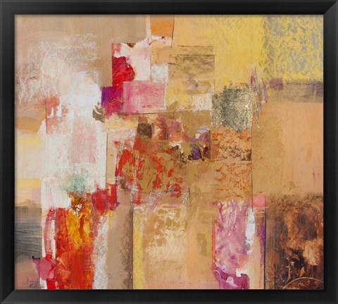 Framed Red and Gold Leaf 1 Print