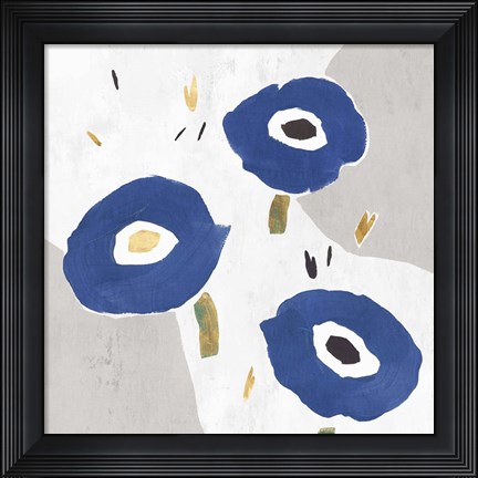 Framed Blue Cluster I Print