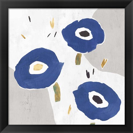 Framed Blue Cluster I Print