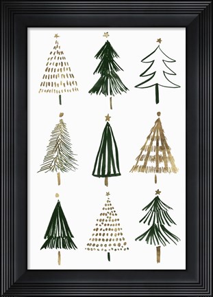 Framed Evergreens I Print