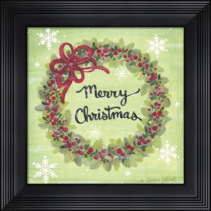 Framed Merry Christmas Wreath Print