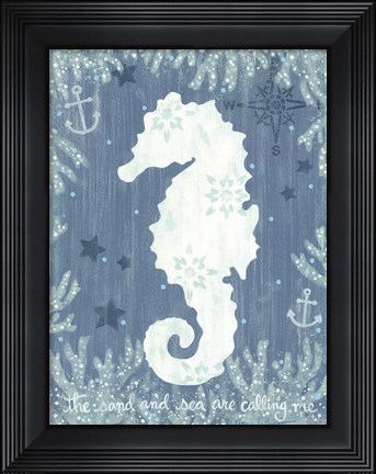 Framed White Seahorse Print