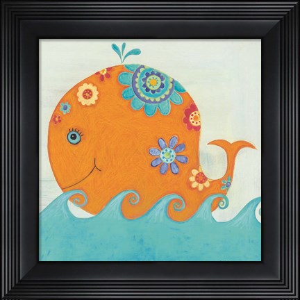 Framed Happy Floral Whale Print