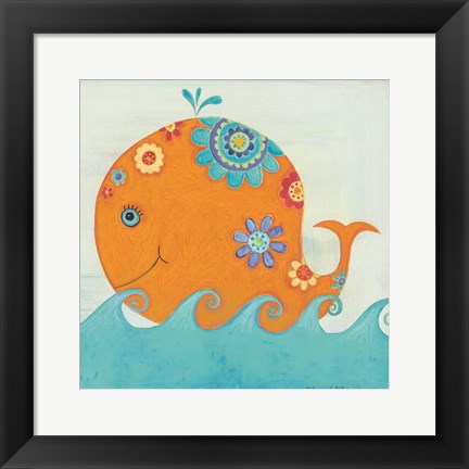 Framed Happy Floral Whale Print