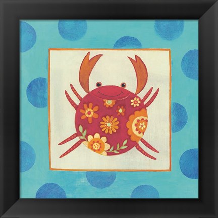 Framed Happy Floral Crab Print