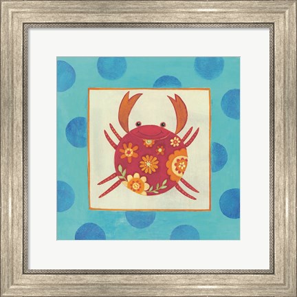Framed Happy Floral Crab Print