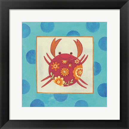 Framed Happy Floral Crab Print