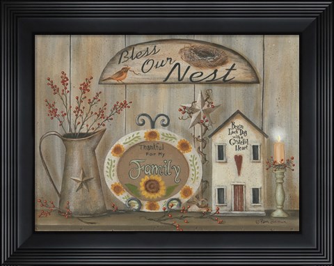 Framed Bless Our Nest Country Shelf Print