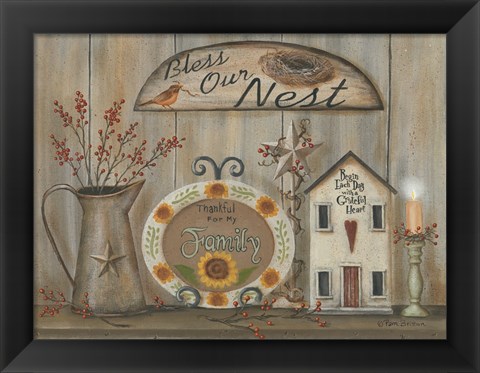 Framed Bless Our Nest Country Shelf Print