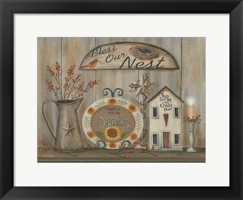 Framed Bless Our Nest Country Shelf Print