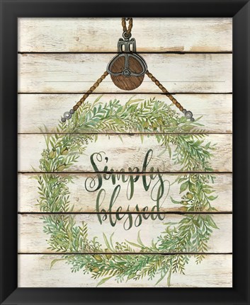 Framed Simply Blessed Wreath Print