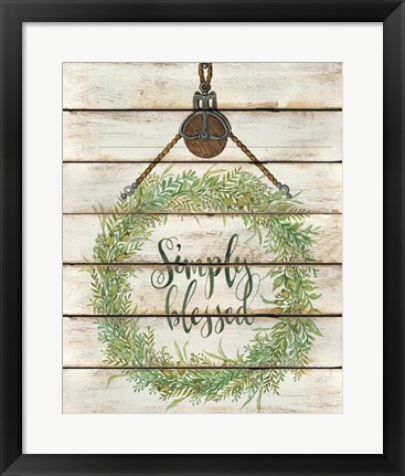 Framed Simply Blessed Wreath Print