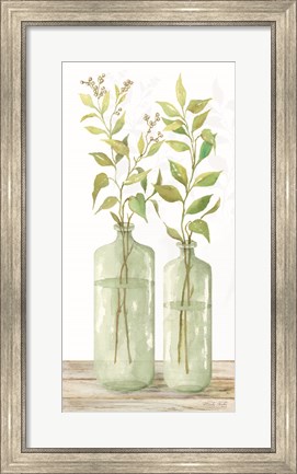 Framed Simple Leaves in Jar I Print