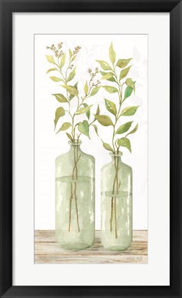 Framed Simple Leaves in Jar I Print