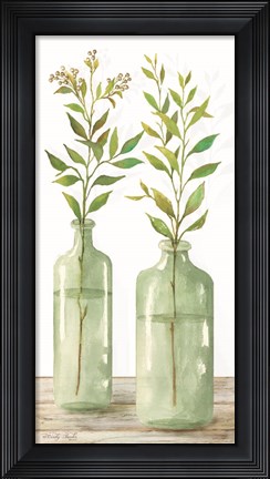 Framed Simple Leaves in Jar III Print