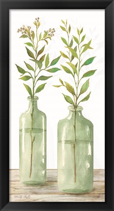 Framed Simple Leaves in Jar III Print
