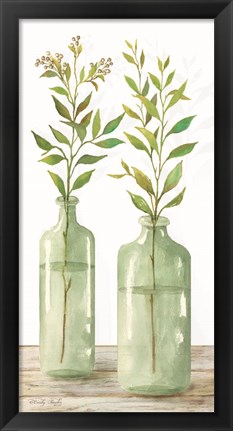 Framed Simple Leaves in Jar III Print