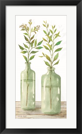 Framed Simple Leaves in Jar III Print