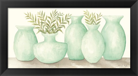 Framed Mint Vases Print