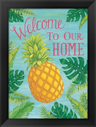 Framed Tropical Leaves &amp; Pineapple Print