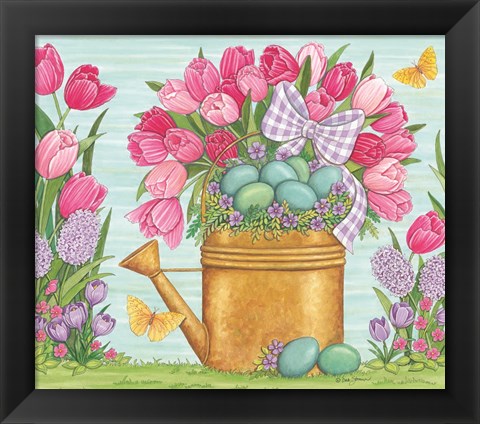 Framed Tulips and Blue Eggs Print