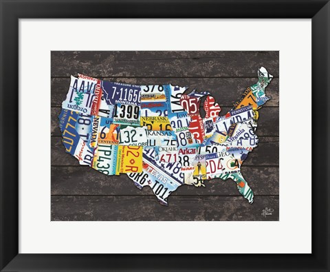 Framed USA License Plate Map C Print