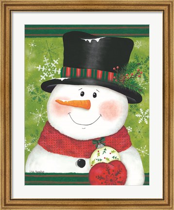 Framed Snowman with Bulb Print