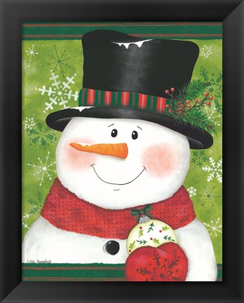 Framed Snowman with Bulb Print