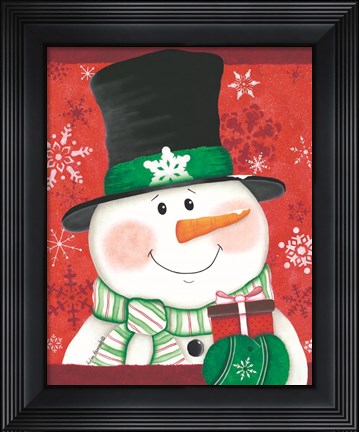 Framed Snowman with Gift Print