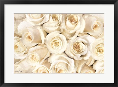 Framed Top View - White Roses Print