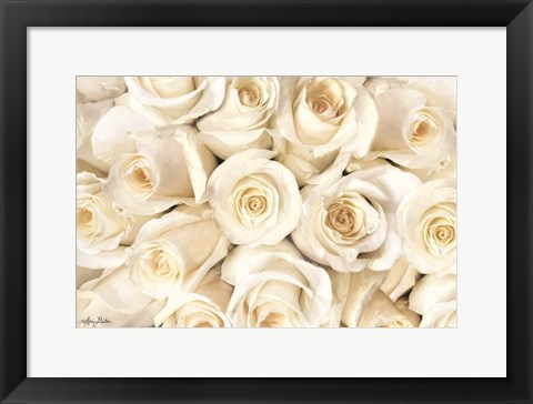 Framed Top View - White Roses Print