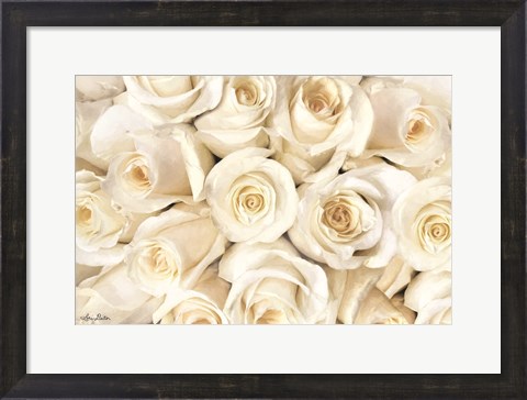 Framed Top View - White Roses Print