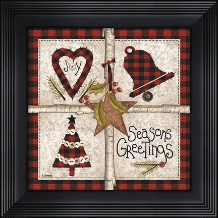 Framed Four Square Seasons Greetings Print